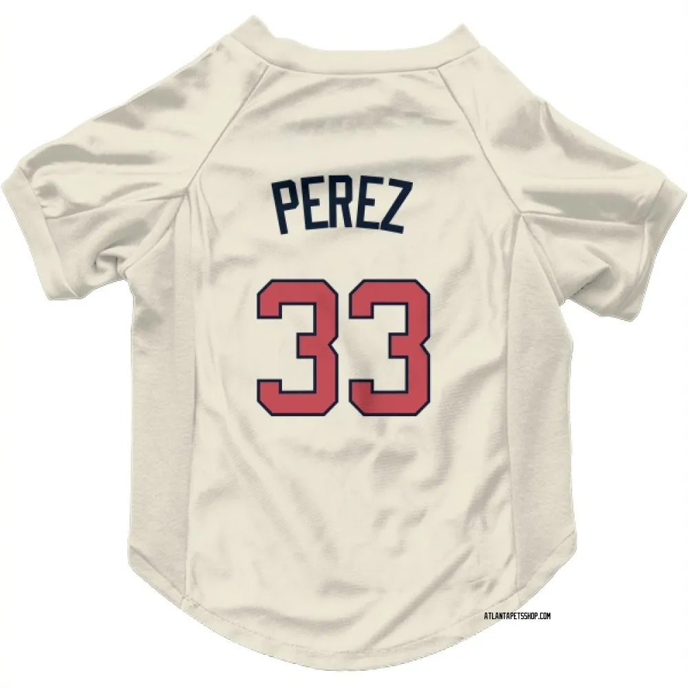 Atlanta Braves Martin Perez Cream Pet Jersey for Dog & Cat